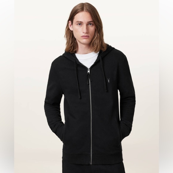 Allsaints Raven Zip Up Ramskull Hoodie - Picture 1 of 9